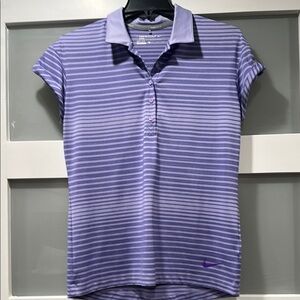 Nike Women’s Purple Striped Button-Down Polo